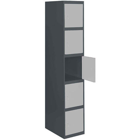 SimonRack Armadietto Spogliatoio Metallico 5 Ante, 1800x400x500 mm, Serratura con Chiave e Areatori, Antracite/Grigio - Simonlocker