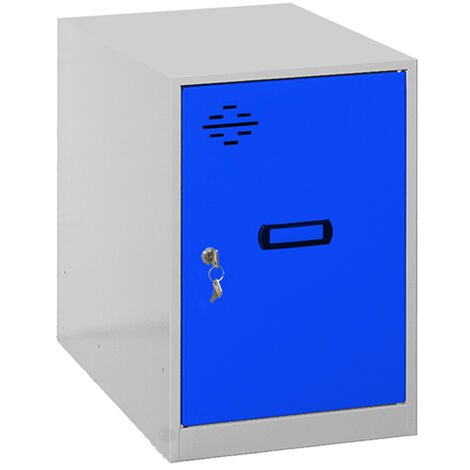 SimonRack Armadietto Spogliatoio Metallico Piccolo, 475x300x500 mm, Armadietto con Chiave, Grigio/Blu - Simonlocker