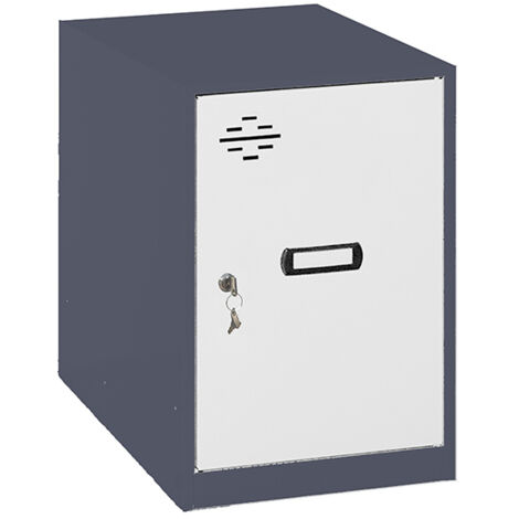 SimonRack Armadietto Spogliatoio Metallico Piccolo, 475x400x500 mm, Armadietto con Chiave, Antracite/Bianco - Simonlocker