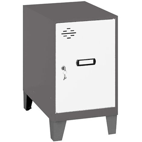 SimonRack Armadietto Spogliatoio Metallico Piccolo, 575x400x500 mm, Armadietto con Chiave, Antracite/Bianco - Simonlocker
