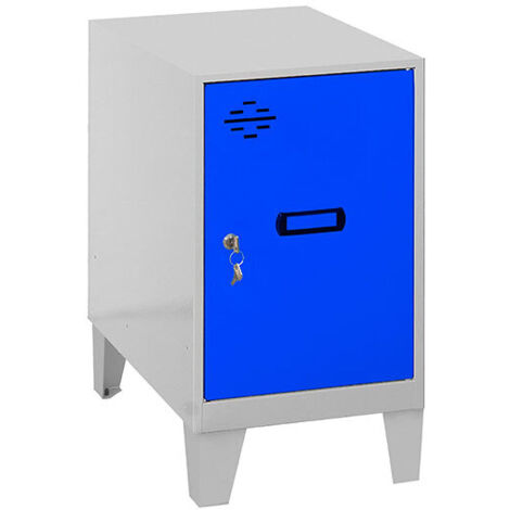 SimonRack Armadietto Spogliatoio Metallico Piccolo, 575x400x500 mm, Armadietto con Chiave, Grigio/Blu - Simonlocker