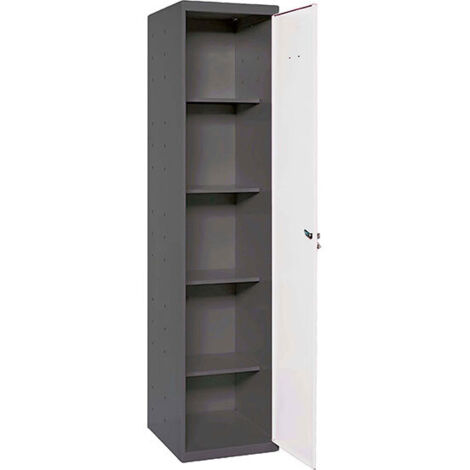SimonRack Armoire Métallique Balai 1800x400x400 mm, 1 Porte, 4 Étagères, Anthracite/Blanc - Simonlocker