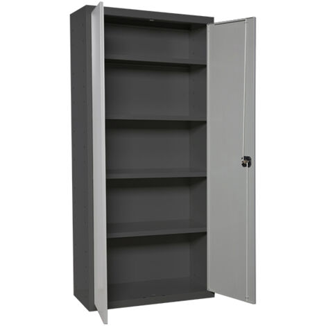 SimonRack Armoire Métallique Balai 1800x600x400 mm, 2 Porte, 4 Étagères, Anthracite/Gris - Simonlocker