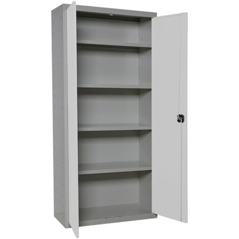 SimonRack Armoire Métallique Balai 1800x600x400 mm, 2 Porte, 4 Étagères, Gris/Blanc - Simonlocker