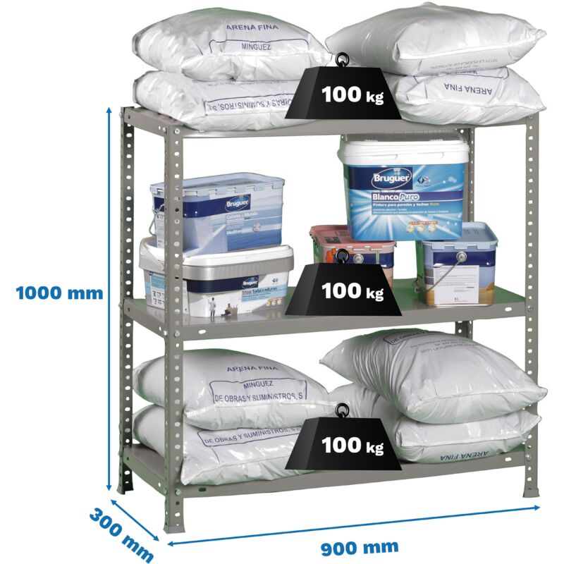 Simonrack Außenregal grau 3 Ebenen 300 kg