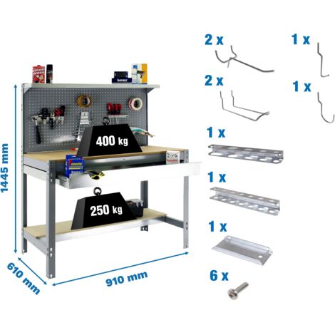 Simonrack banc de travail moderne gris robuste avec tiroir