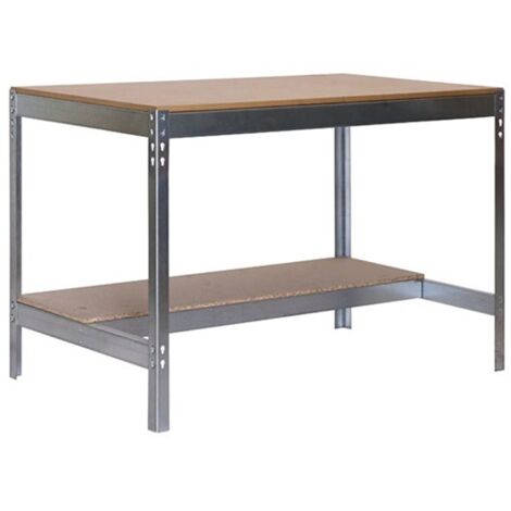 SimonRack Banco da Lavoro da Officina, Portata 600 kg, 842x1510x610 mm, Tavolo da Lavoro, Zincato/Legno – Bt-0