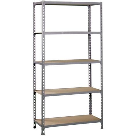 Simonrack Bausatz maderclick mini 5/400 Metallregal 5 Fachböden/150kg Holzböden 180x80x40cm grau