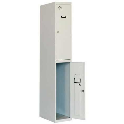 Simonrack – Casiers en métal pré-laqué gris 180x30x50cm – 2 clés par serrure – Aérations haut et bas – Kit additionnel pour armoire vestiaire