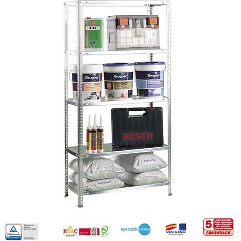 ESTANTERÍA METÁLICA CON TORNILLOS COMFORT 5/400 GALVA 1800x900x400mm