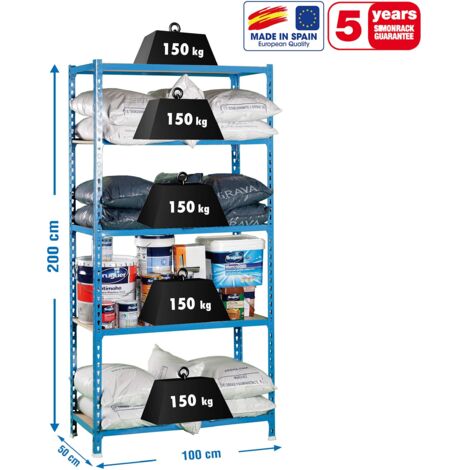 SIMONRACK Estantería Metálica Sin Tornillos Maderclick Plus Azul/Madera