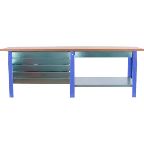 Simonrack Établi de travail bleu robuste 32 mm hêtre