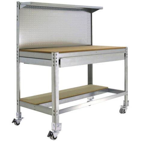 Simonrack Établi mobile en métal galva bois robuste
