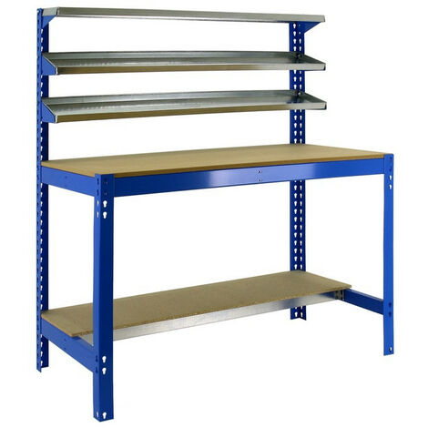 Simonrack – Établi semiprofessionnel 1445x910mm – Charge 400kg – Montage sans vis – Structure acier et bois – 5 plateaux pour usage intensif
