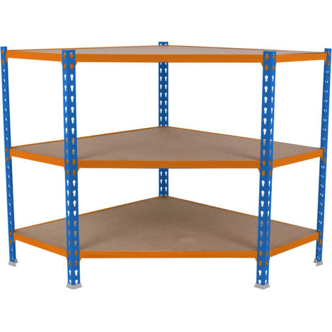 Simonrack Étagère d'angle pratique bleu orange bois