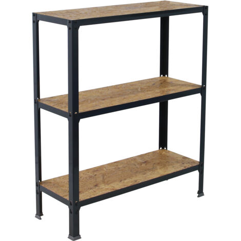 Simonrack Étagère élégante anthracite métallique bois OSB