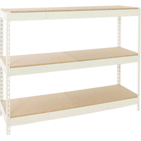 SimonRack Étagère Industrielle, 2000x2400x900 mm, 3 Niveaux en bois, 400 kg Capacité de Charge et Point de Flexion, Étagère Charge Lourde, Blanc/Bois - Simonforte