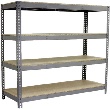 Simonrack Étagère sans vis gris bois 4 niveaux solide