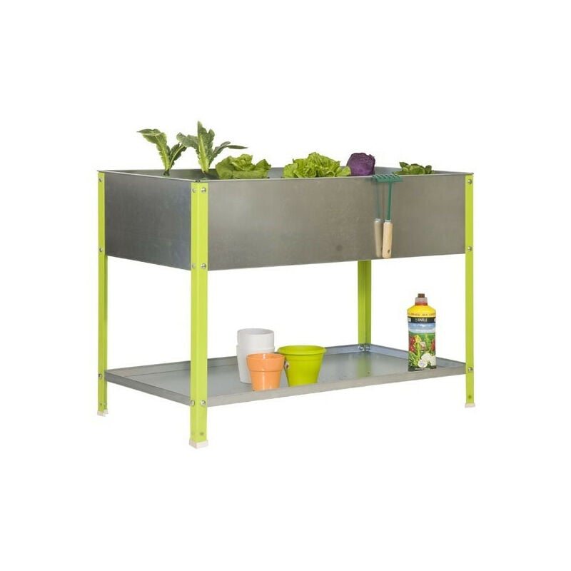 Simon Rack - Jardinière galva/vert 100L avec étagère - UrbanGarden Top 850900400 Galva