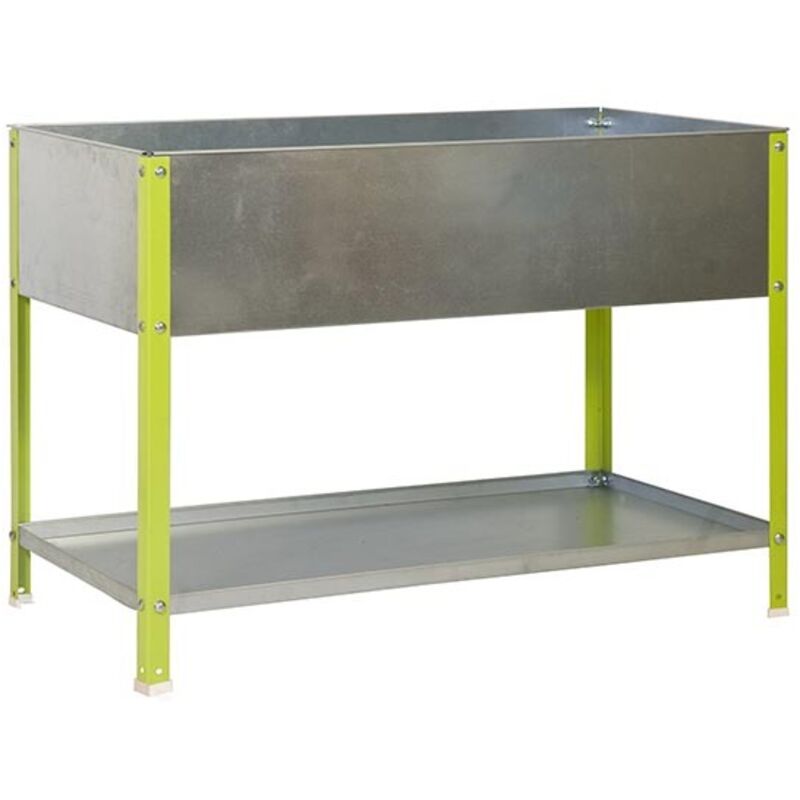 Simon Rack - Jardinière galva/vert 140L avec étagère - UrbanGarden Top 850x900x600 Galva