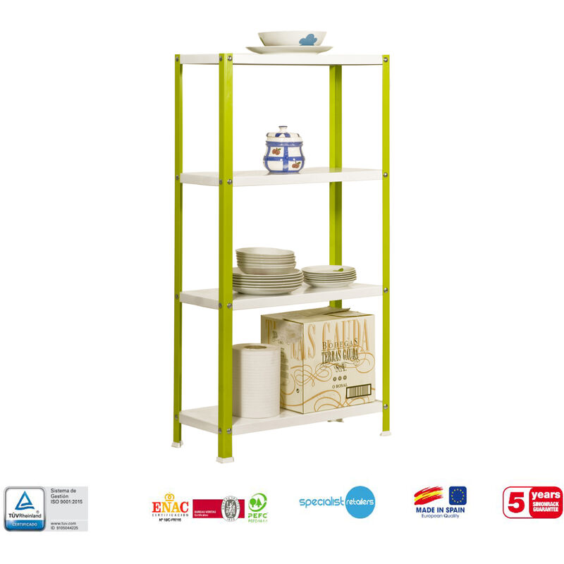 

Simonrack - ESTANTERIA DOMESTICA METALICA CARGA LIGERA CON TORNILLOS HOMECLASSIC COLOR MINI 4 VERDE/BLANCO 1600x800x300 mm 100KG/ESTANTE