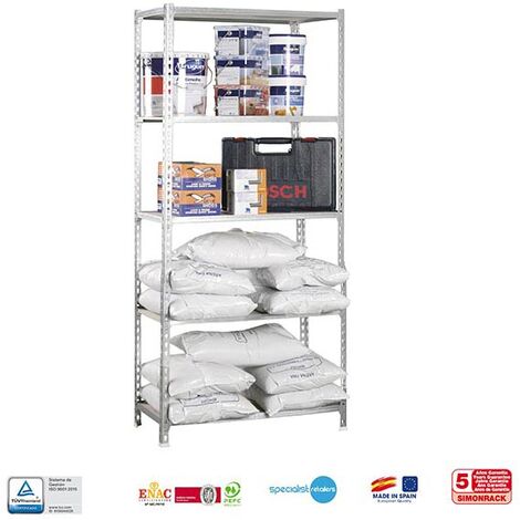 ESTANTERÍA METÁLICA SIN TORNILLOS CON AGLOMERADO MADERCLICK 5/400 GALVA/MADERA 1800x900x400 mm