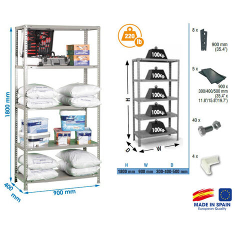 SimonRack - Komfort-Fachboden 1800x900x400mm Dunkelgrau Last 100Kg - COMFORT 5/400
