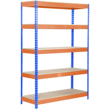 Simonrack Metallregal Blau Orange Holz 200x120x60 cm