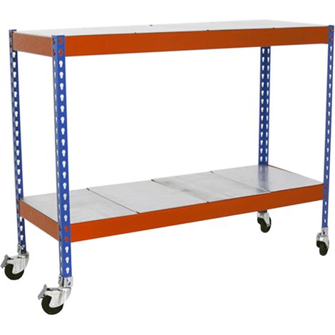 Simonrack Modèle étagère métallique bleue à roulettes