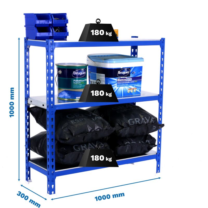 Simonrack ohne Schrauben leichte Metallregal blau/g galvanisiert