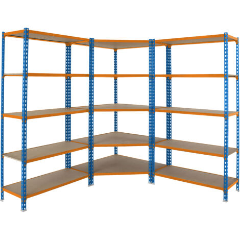 Simonrack PACK MADERCLICK étagère d'angle bleu orange bois