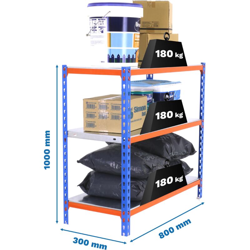 Simonrack Robuste Metallregal Blau/Orange Verzinkt