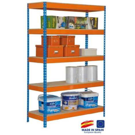 SimonRack Sales - Lagerregal 2000x1200x450mm blau/orange/Holz Belastung 300 Kg - Bricoforte 1204-5 Spanplatte