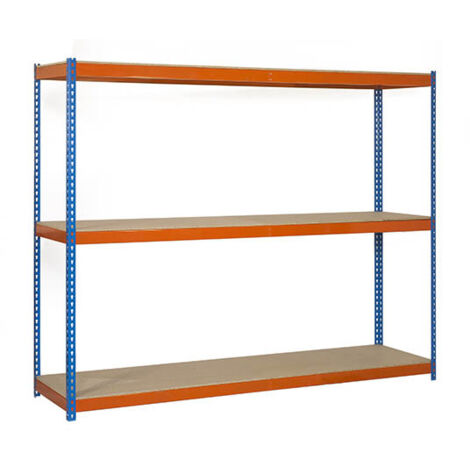 SimonRack Scaffale Industriale, 1500x1200x450 mm, 3 Ripiani in Legno, Portata 600 kg per Ripiano, Scaffale Carichi Pesanti, Blu/Arancione/Legno – Simonforte