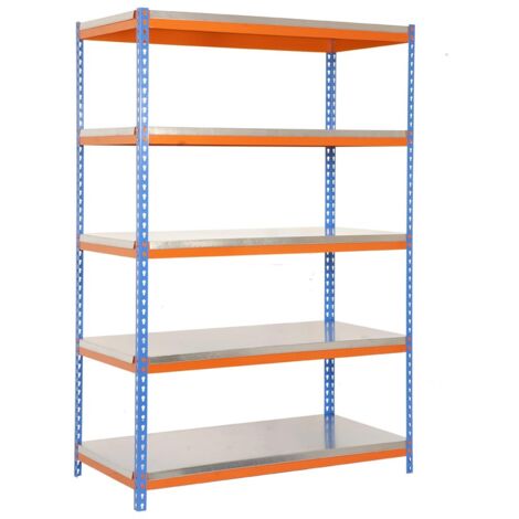 SimonRack Scaffale Industriale, 2000x1000x450 mm, 5 Ripiani in Metallo, Portata 300 kg per Ripiano, Scaffale Carichi Pesanti, Blu/Arancione/Zincato – Bricoforte