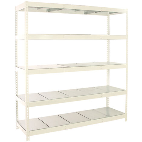 SimonRack Scaffale Industriale, 2000x2400x750 mm, 5 Ripiani in Metallo, Portata 400 kg per Ripiano, Scaffale Carichi Pesanti, Bianco/Zincato – Simonforte