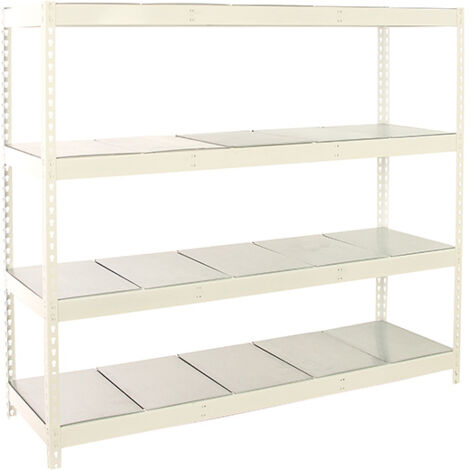 SimonRack Scaffale Industriale, 2000x2400x900 mm, 4 Ripiani in Metallo, Portata 400 kg per Ripiano, Scaffale Carichi Pesanti, Bianco/Zincato – Simonforte