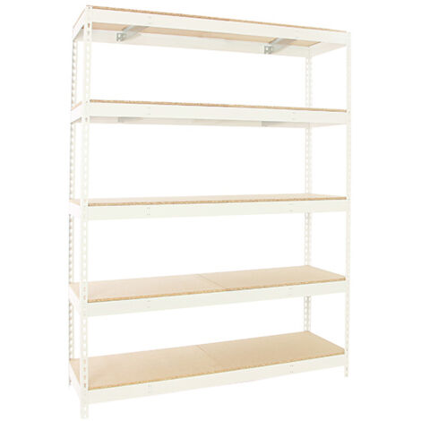SimonRack Scaffale Industriale, 2000x2400x900 mm, 5 Ripiani in Legno, Portata 400 kg per Ripiano, Scaffale Carichi Pesanti, Bianco/Legno – Simonforte