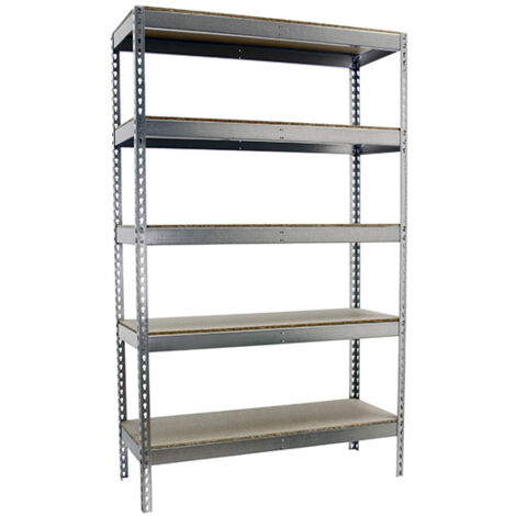 SimonRack Scaffale Industriale, 2500x1200x450 mm, 5 Ripiani in Legno, Portata 400 kg per Ripiano, Scaffale Carichi Pesanti, Zincato/Legno – Ecoforte