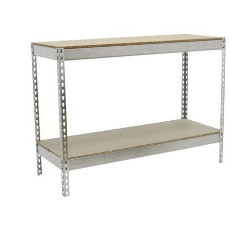 SimonRack Scaffale Industriale, 900x1500x750 mm, 2 Ripiani in Legno, Portata 400 kg per Ripiano, Scaffale Carichi Pesanti, Zincato/Legno – Ecoforte