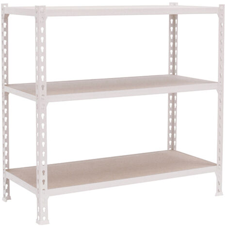 SimonRack Scaffale Portaoggetti, 1000x1100x400 mm, 3 Ripiani in Legno, Portata 200 kg per Ripiano, Scaffale da Garage, Bianco/Legno – Maderclick
