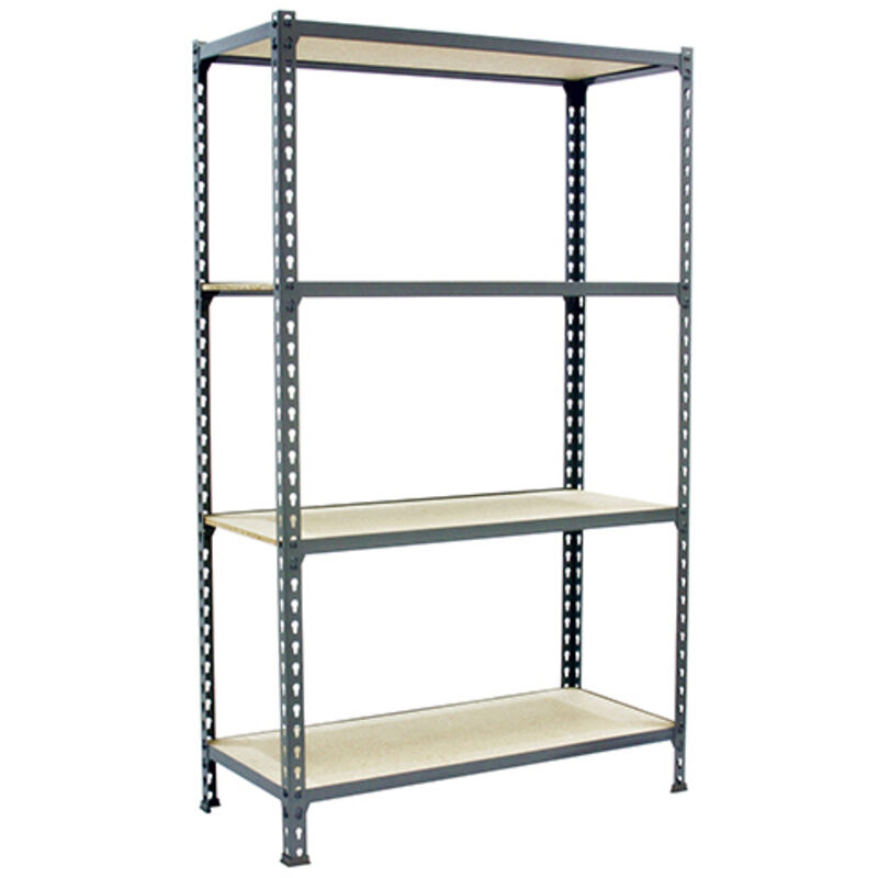 Image of SimonRack Scaffale Portaoggetti, 1500x800x300 mm, 4 Ripiani in Legno, Portata 150 kg per Ripiano, Scaffale da Garage, Grigio/Legno – Maderclick