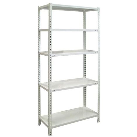 SimonRack Scaffale Portaoggetti, 1800x900x300 mm, 5 Ripiani, Portata 70 kg per Ripiano, Metallo, Scaffale da Garage, Bianco – Ecoclick