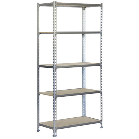 SimonRack Scaffale Portaoggetti, 1800x900x500 mm, 5 Ripiani in Legno, Portata 150 kg per Ripiano, Scaffale da Garage, Zincato/Legno – Maderclick