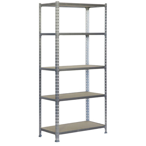SimonRack Scaffale Portaoggetti, 2000x1200x300 mm, 5 Ripiani in Legno, Portata 200 kg per Ripiano, Scaffale da Garage, Zincato/Legno – Maderclick