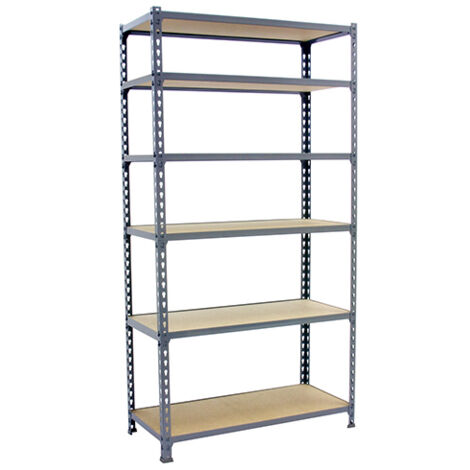 SimonRack Scaffale Portaoggetti, 2500x1100x300 mm, 6 Ripiani in Legno, Portata 200 kg per Ripiano, Scaffale da Garage, Grigio/Legno – Maderclick