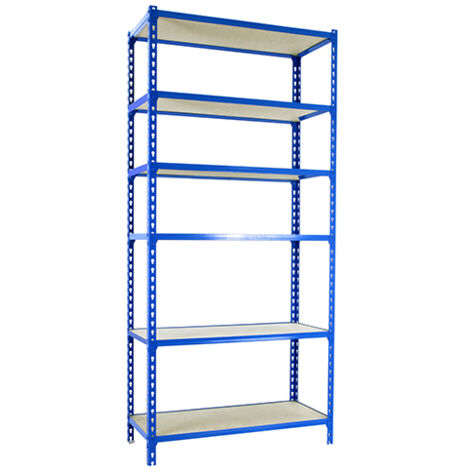 SimonRack Scaffale Portaoggetti, 2500x1100x400 mm, 6 Ripiani in Legno, Portata 200 kg per Ripiano, Scaffale da Garage, Blu/Legno – Maderclick