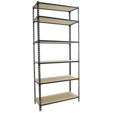 SimonRack Scaffale Portaoggetti, 2500x1100x500 mm, 6 Ripiani in Legno, Portata 200 kg per Ripiano, Scaffale da Garage, Antracite/Legno – Maderclick