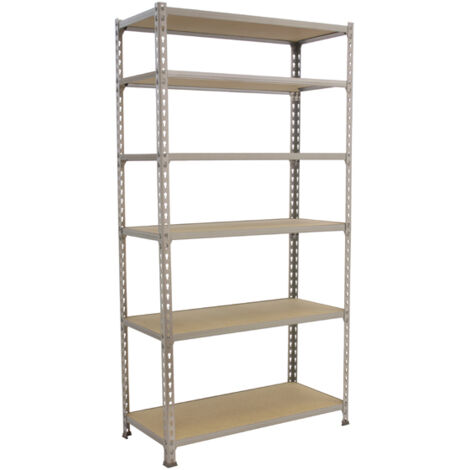 SimonRack Scaffale Portaoggetti, 2500x1200x300 mm, 6 Ripiani in Legno, Portata 200 kg per Ripiano, Scaffale da Garage, Zincato/Legno – Maderclick