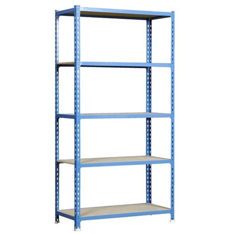 Simonrack Scaffale resistente blu e legno 5 ripiani